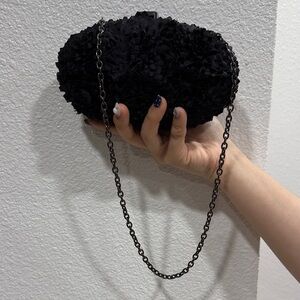 Elegant Black Floral Clutch